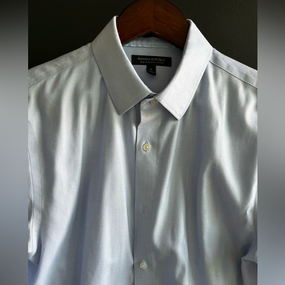 Blue non-iron dress shirt slim fit